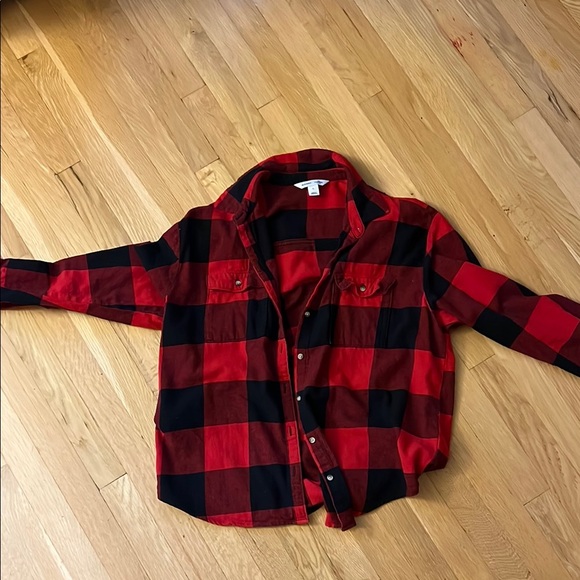Old Navy Tops - Old Navy Red and Black Checkered Shirt, boyfriend